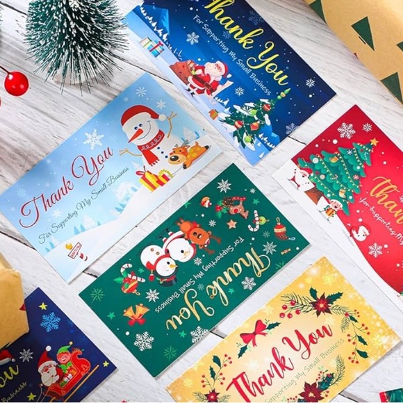 LAST SET🎄24 Christmas themed Thank you cards business card size- 8 designs - Picture 4 of 4